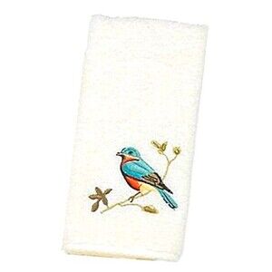 Avanti Premier Songbirds Ivory Fingertip Towels Embroidered Bathroom Set of 2